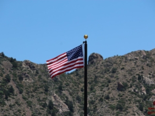 U.S. flag flies over Big Bend National Park, Texas