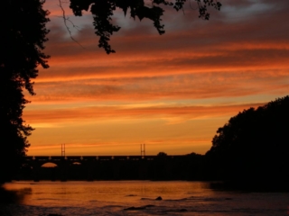 Delaware River sunset with train